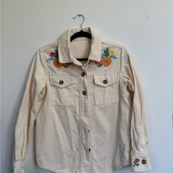 Disney Jackets & Blazers - DISNEY PIXAR Coco SZ Small Corduroy Shirt Creme Sugarskulls Guitar Marigolds